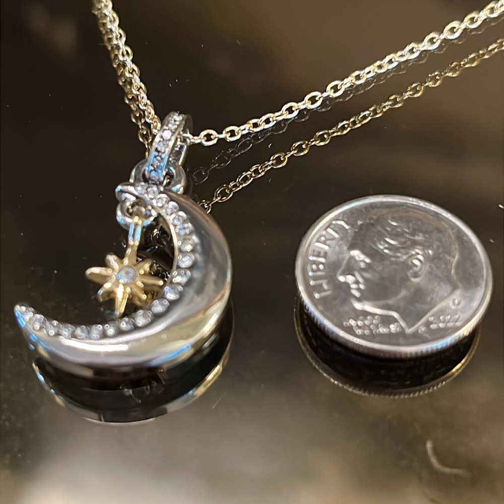 Elegant Silver and Gold Moon Necklace - Picture 3 of 4
